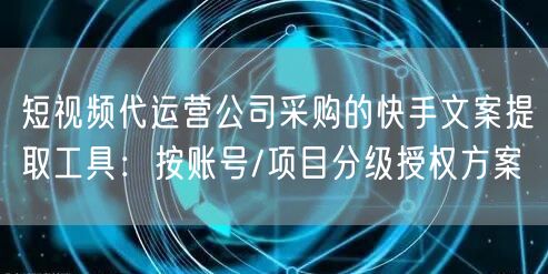 短视频代运营公司采购的快手文案提取工具：按账号/项目分级授权