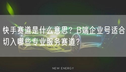 快手赛道是什么意思？B端企业号适合切入哪些专业服务赛道？