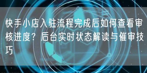 快手小店入驻流程完成后如何查看审核进度？后台实时状态解读与催
