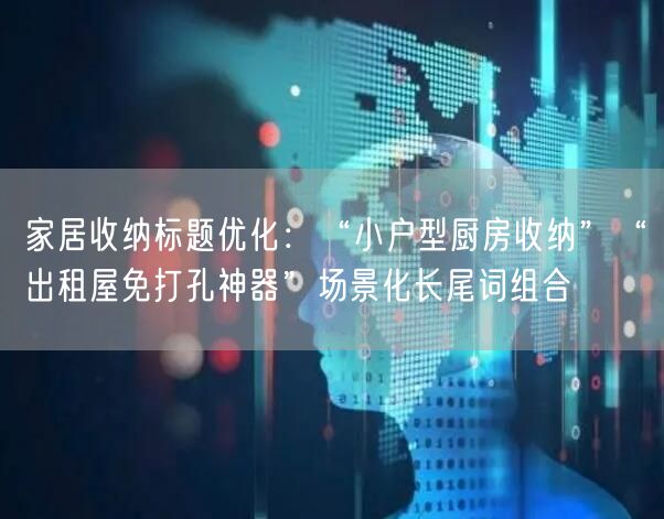 家居收纳标题优化：“小户型厨房收纳”“出租屋免打孔神器”场景化长尾词组合
